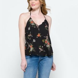 Floral Black Halter Top